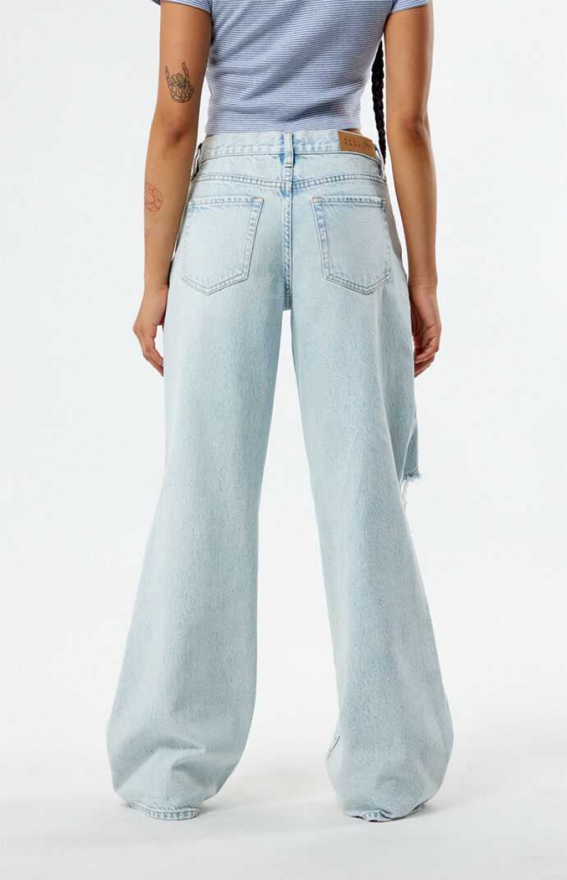 Pantalones PacSun Eco Light Indigo Ripped Parker Extreme gy Mujer Indigo | SLJIR2758