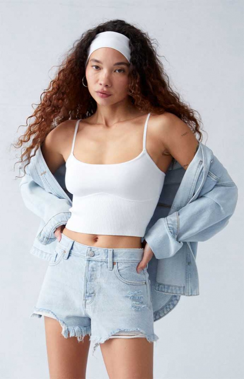 Pantalones PacSun Eco Light Indigo Ripped High Waisted Denim Festival Mujer Indigo Claro | CBKQA2364