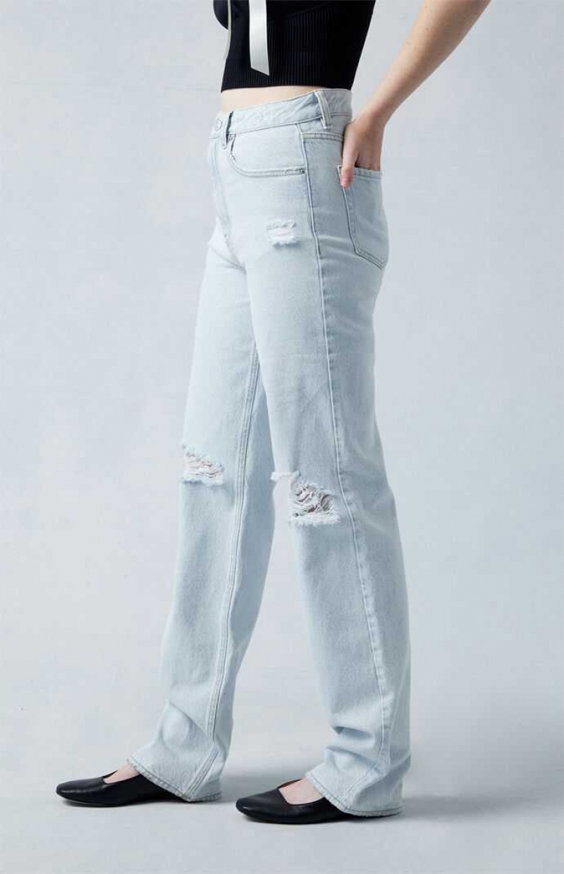 Pantalones PacSun Eco Light Indigo Ripped '90s Boyfriend Mujer Indigo | PSZTO0671