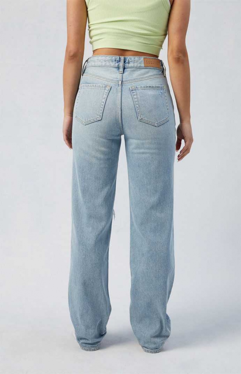 Pantalones PacSun Eco Light Indigo Ripped Millie Mid Rise '90s Boyfriend Mujer Indigo | BXOTQ0865