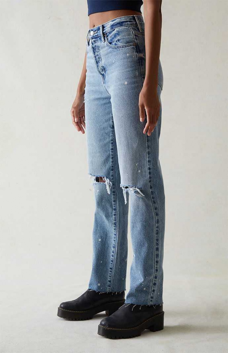 Pantalones PacSun Eco Light Indigo Ripped Dad Mujer Indigo | OWXEI9081