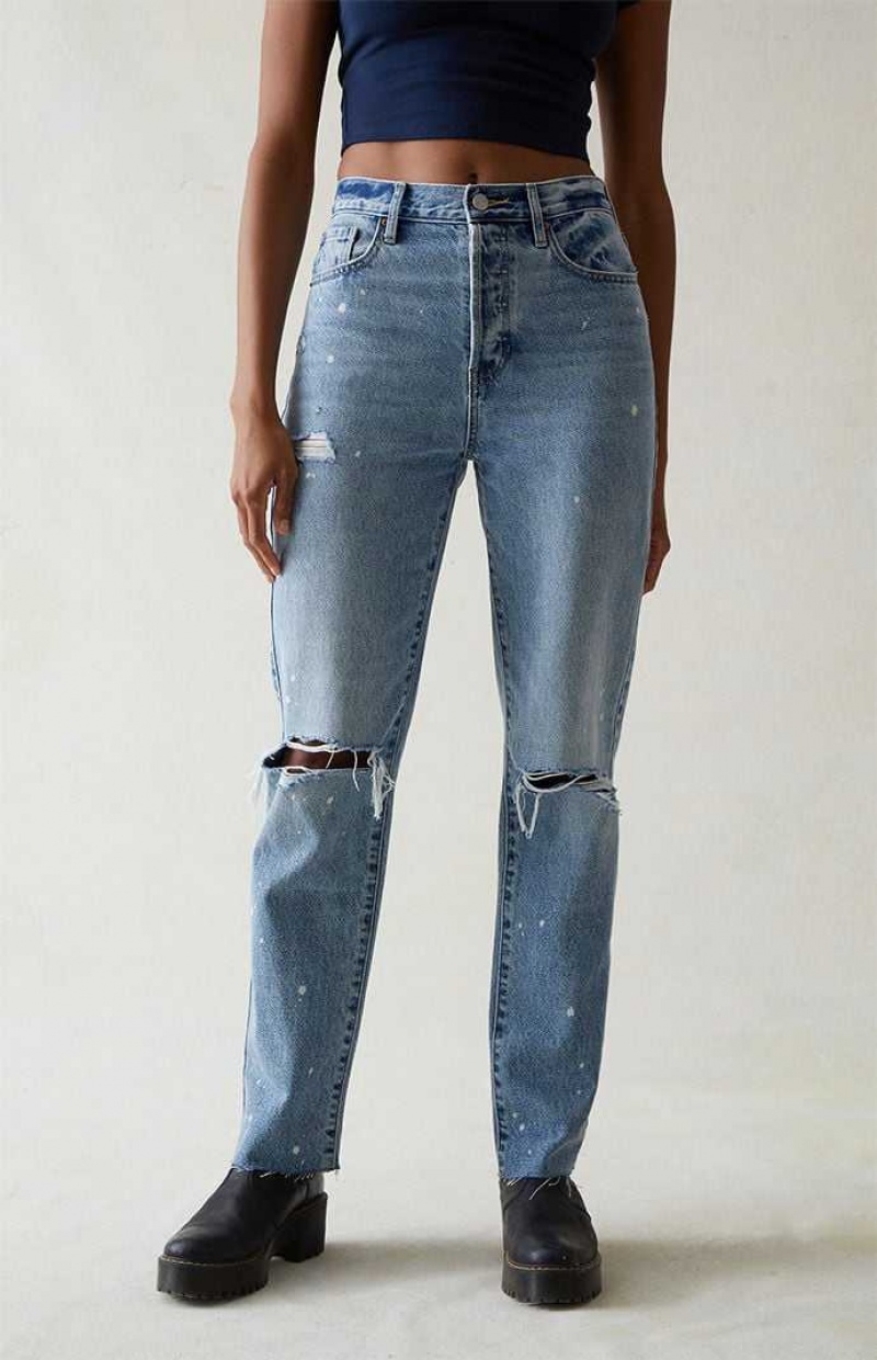 Pantalones PacSun Eco Light Indigo Ripped Dad Mujer Indigo | OWXEI9081