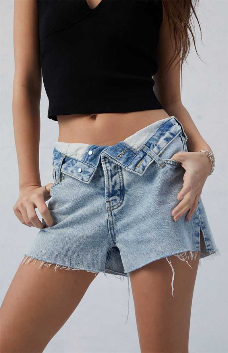 Pantalones PacSun Eco Light Indigo Ripped High Waisted Denim Festival Mujer Indigo | UDMRK7951