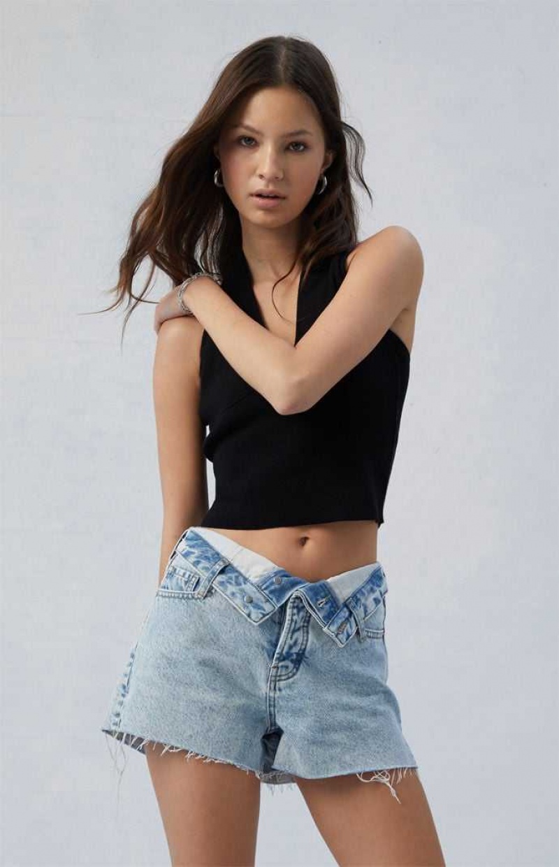 Pantalones PacSun Eco Light Indigo Ripped High Waisted Denim Festival Mujer Indigo | UDMRK7951