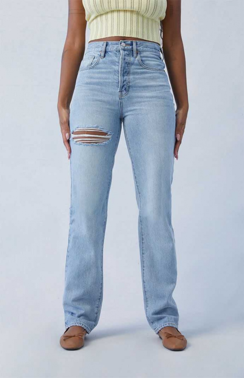 Pantalones PacSun Eco Light Indigo Ripped Dad Mujer Indigo | NEOJT7852