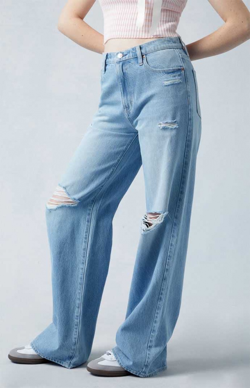 Pantalones PacSun Eco Light Indigo Ripped Mid Rise gy Mujer Indigo | NAZFE1430