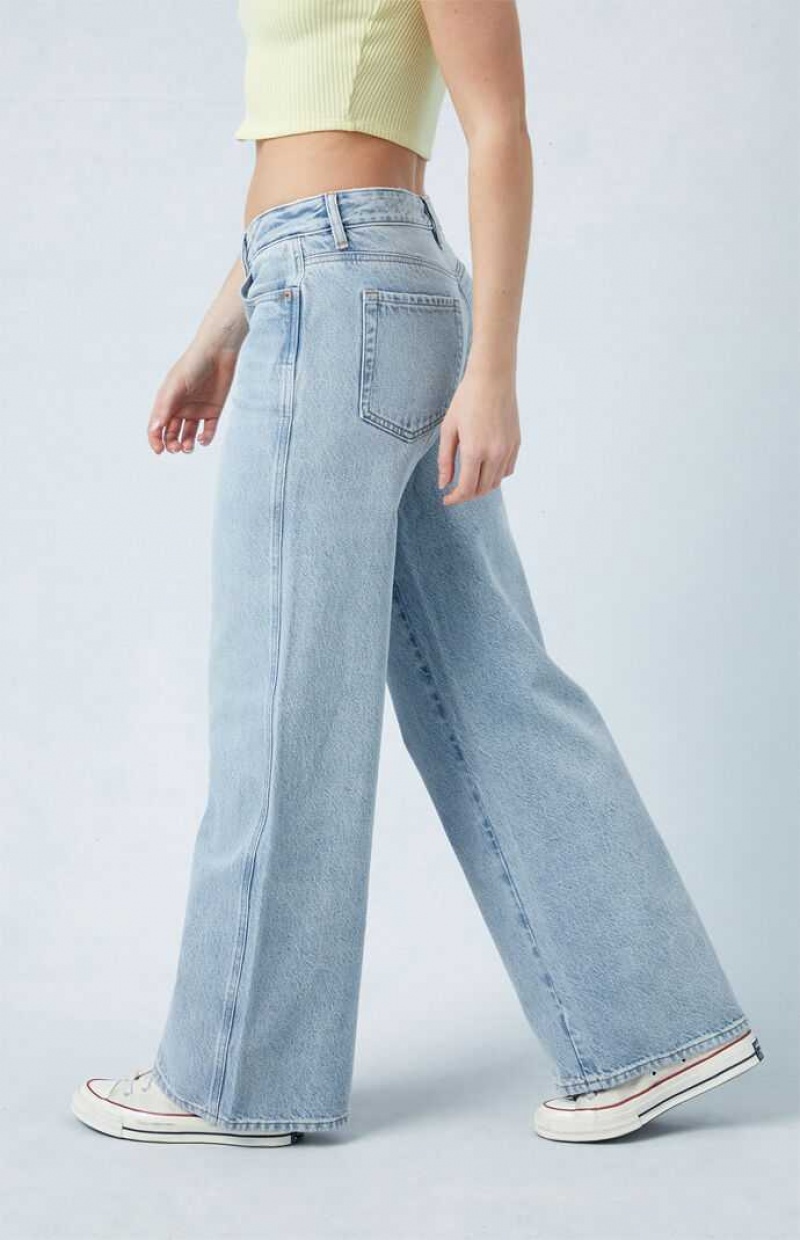 Pantalones PacSun Eco Light Indigo Ripped Low Rise gy Mujer Indigo | QIDRN2806