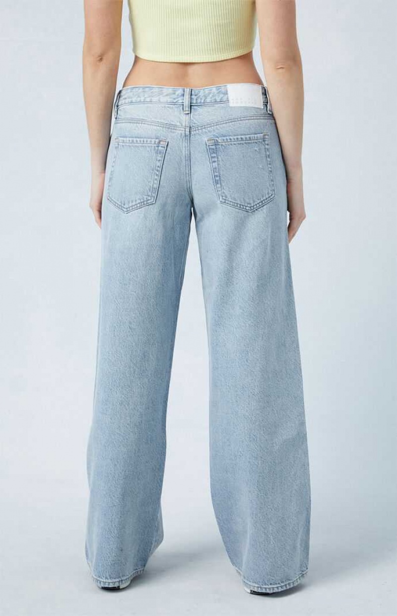 Pantalones PacSun Eco Light Indigo Ripped Low Rise gy Mujer Indigo | QIDRN2806