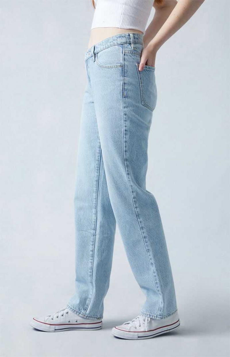 Pantalones PacSun Eco Light Indigo V-Dip Dad Mujer Indigo | SAZOR2650