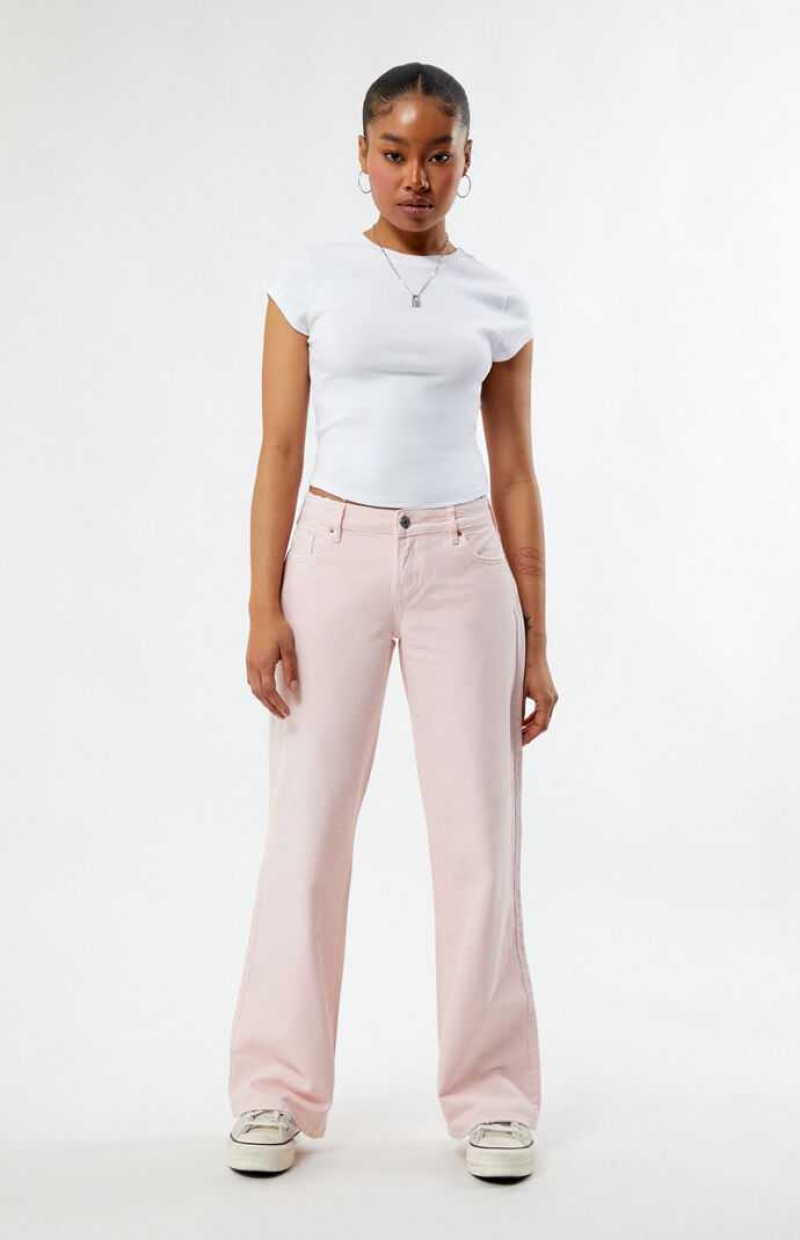 Pantalones PacSun Eco Light Pink Low Rise Anchos Leg Mujer Rosas Claro | QVZXU8635