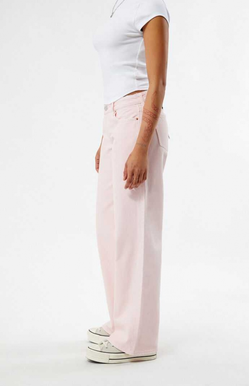 Pantalones PacSun Eco Light Pink Low Rise Anchos Leg Mujer Rosas Claro | QVZXU8635