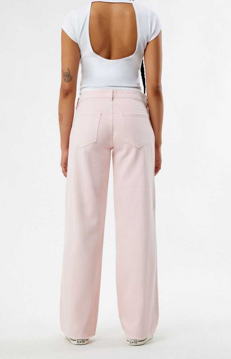 Pantalones PacSun Eco Light Pink Low Rise Anchos Leg Mujer Rosas Claro | QVZXU8635