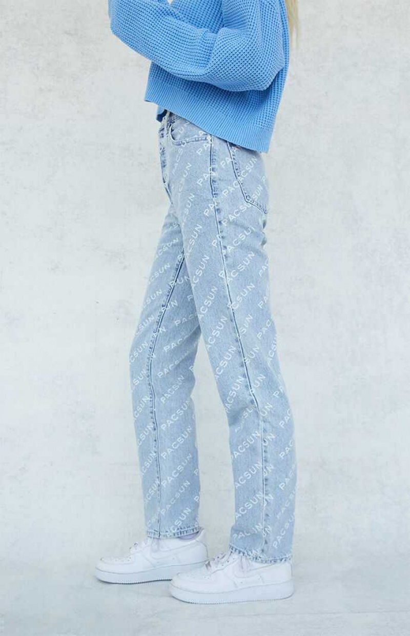 Pantalones PacSun Eco Logo Dad Mujer Indigo | CYQLI4258