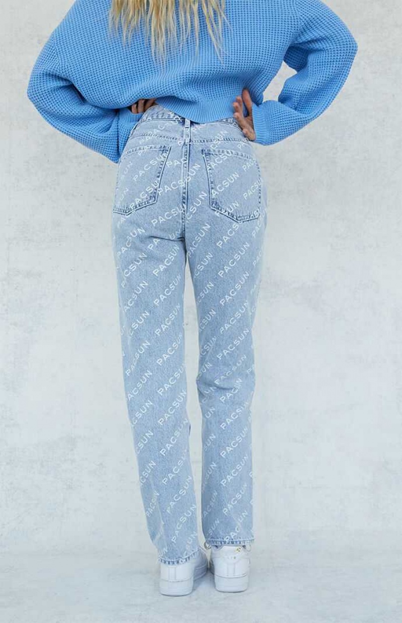 Pantalones PacSun Eco Logo Dad Mujer Indigo | CYQLI4258