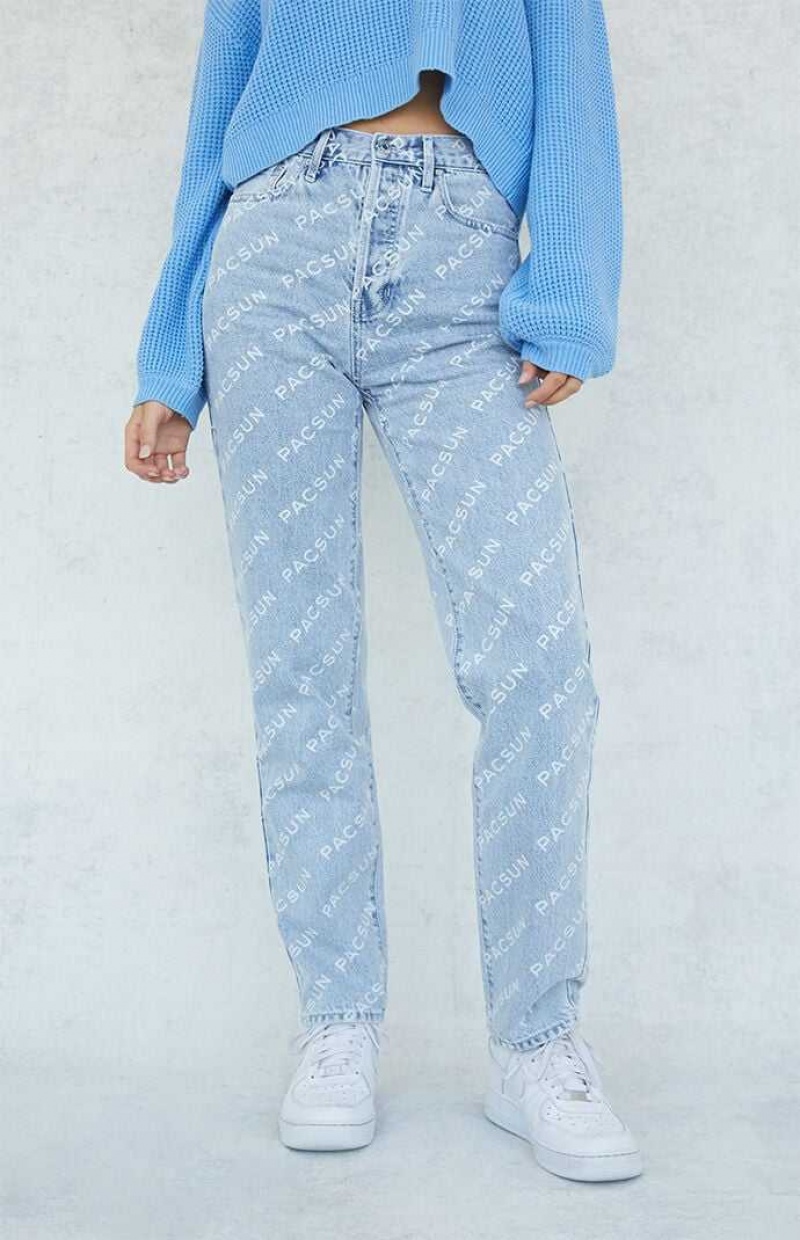 Pantalones PacSun Eco Logo Dad Mujer Indigo | CYQLI4258