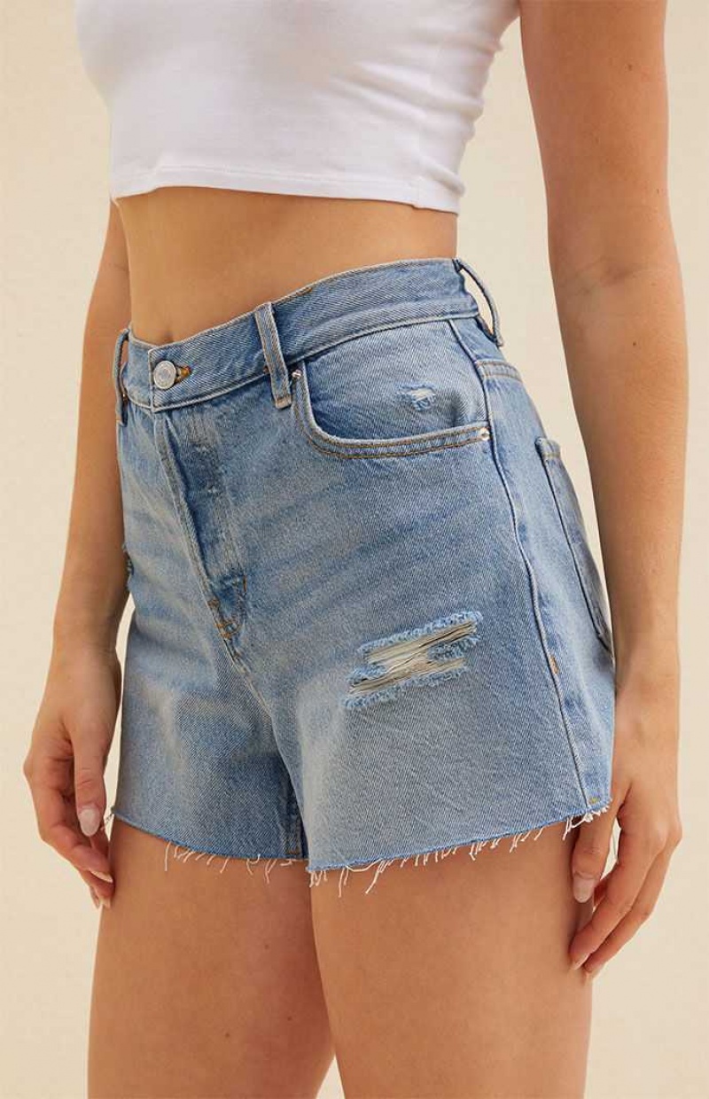 Pantalones PacSun Eco Medium Blue High Waisted Vintage Cut Off Denim Mujer Indigo | VWFOD2305