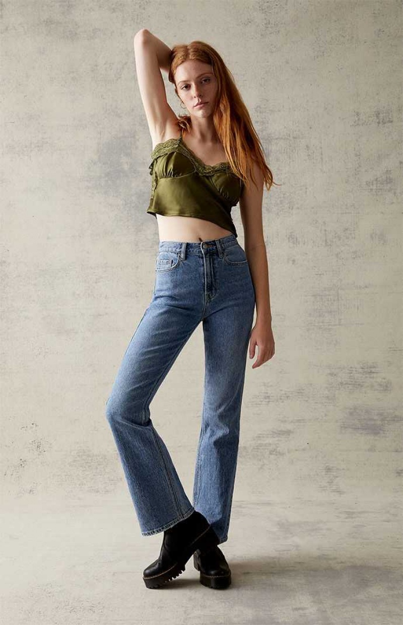 Pantalones PacSun Eco Medium Blue Stretch High Waisted Bootcut Mujer Indigo | IDQKS7923