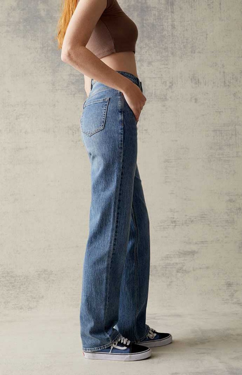 Pantalones PacSun Eco Medium Blue Stretch '90s Boyfriend Mujer Indigo | URZAJ1893