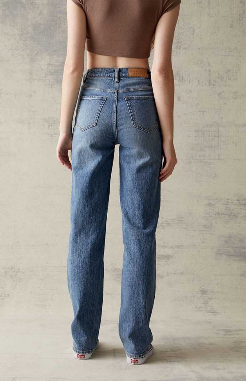 Pantalones PacSun Eco Medium Blue Stretch '90s Boyfriend Mujer Indigo | URZAJ1893