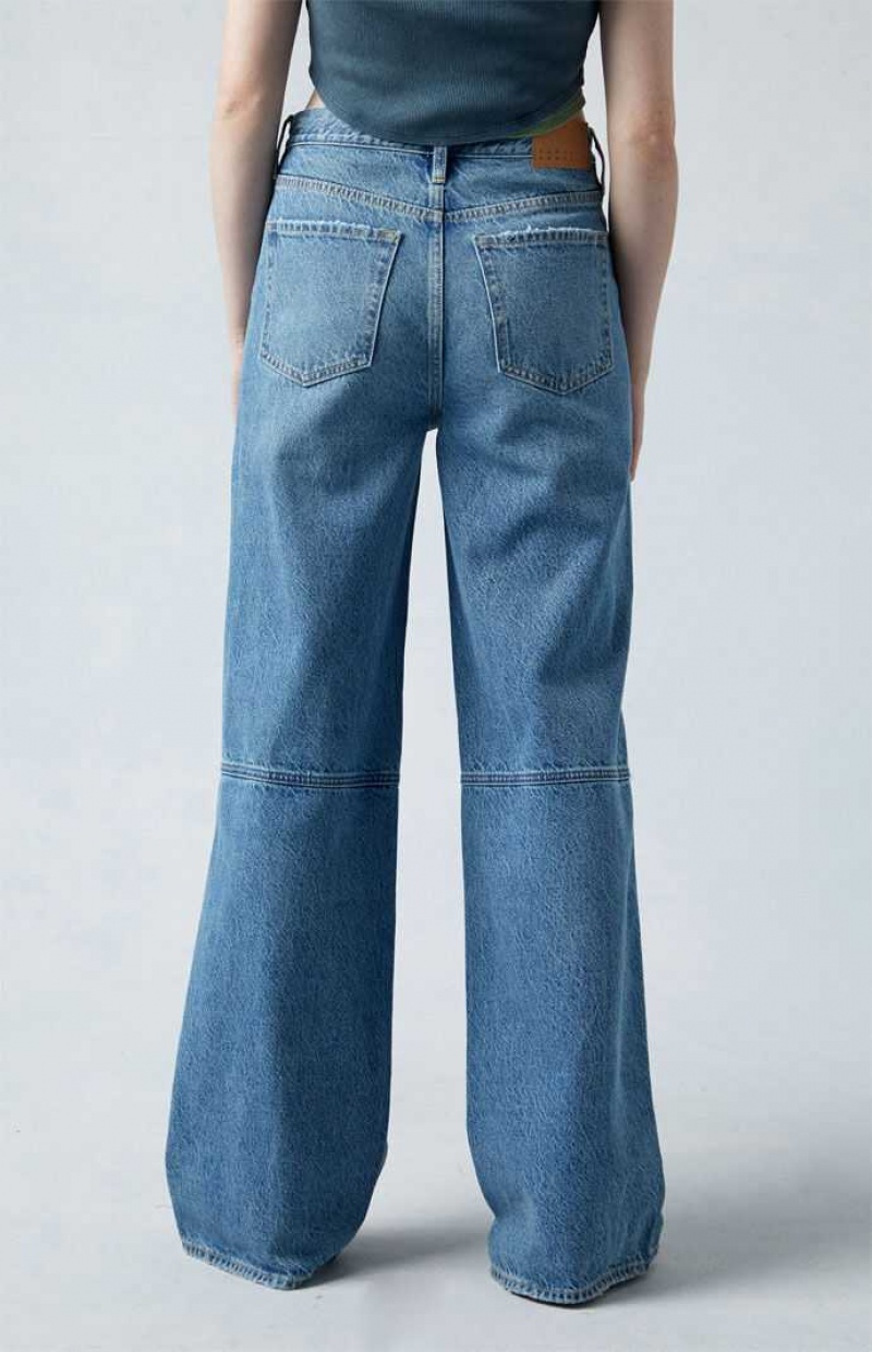 Pantalones PacSun Eco Medium Indigo Paneled Mid Rise gy Mujer Indigo | ENPSC1798