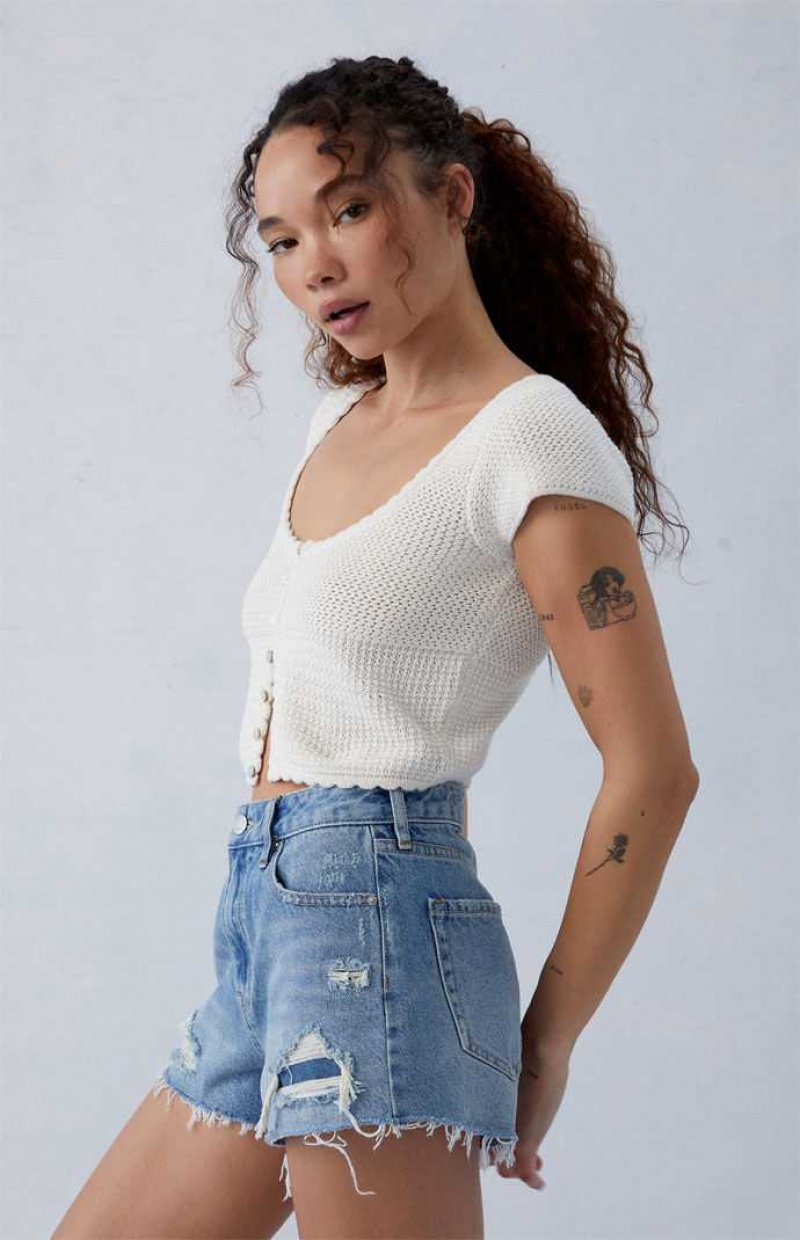 Pantalones PacSun Eco Medium Indigo Ripped High Waisted Denim Festival Mujer Indigo | YSMHU4531