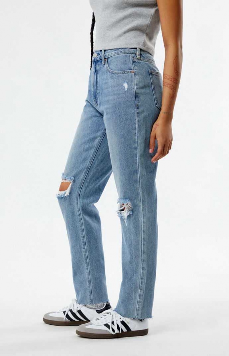 Pantalones PacSun Eco Medium Indigo Ripped Mom Mujer Indigo | SDPNO8752