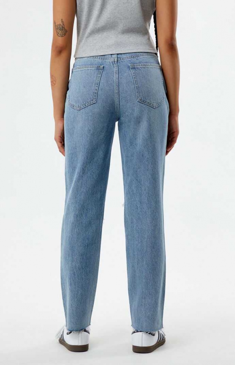 Pantalones PacSun Eco Medium Indigo Ripped Mom Mujer Indigo | SDPNO8752