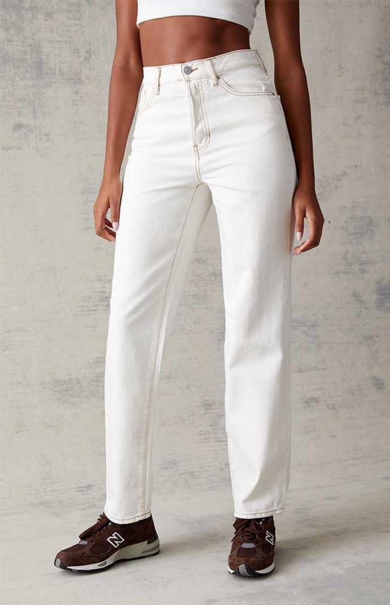 Pantalones PacSun Eco Off White Dad Mujer Blancas | WVGMA9581