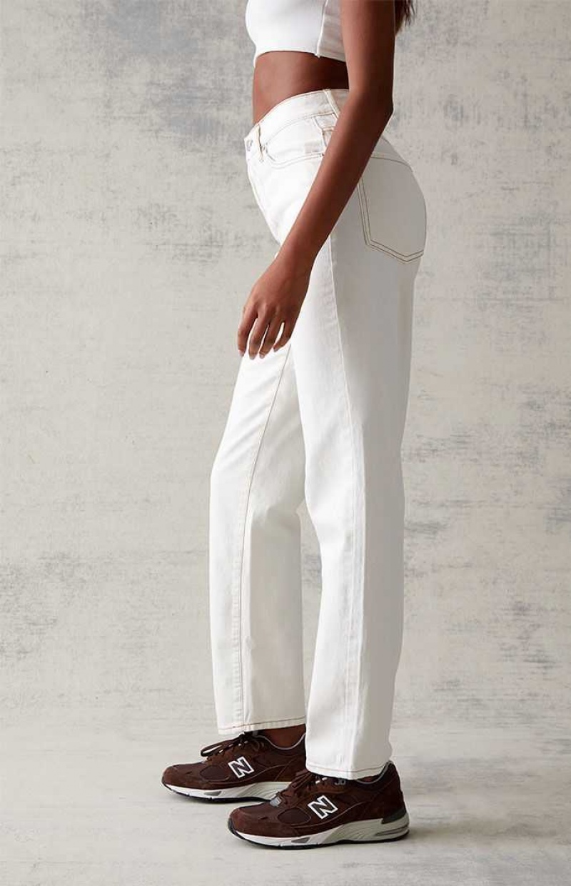 Pantalones PacSun Eco Off White Dad Mujer Blancas | WVGMA9581