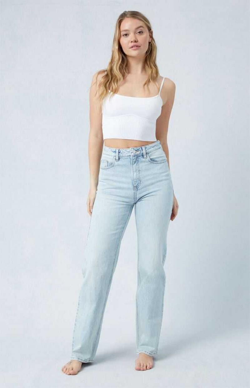 Pantalones PacSun Eco Stretch Light Blue \'90s Boyfriend Mujer Indigo | RGDUL5480