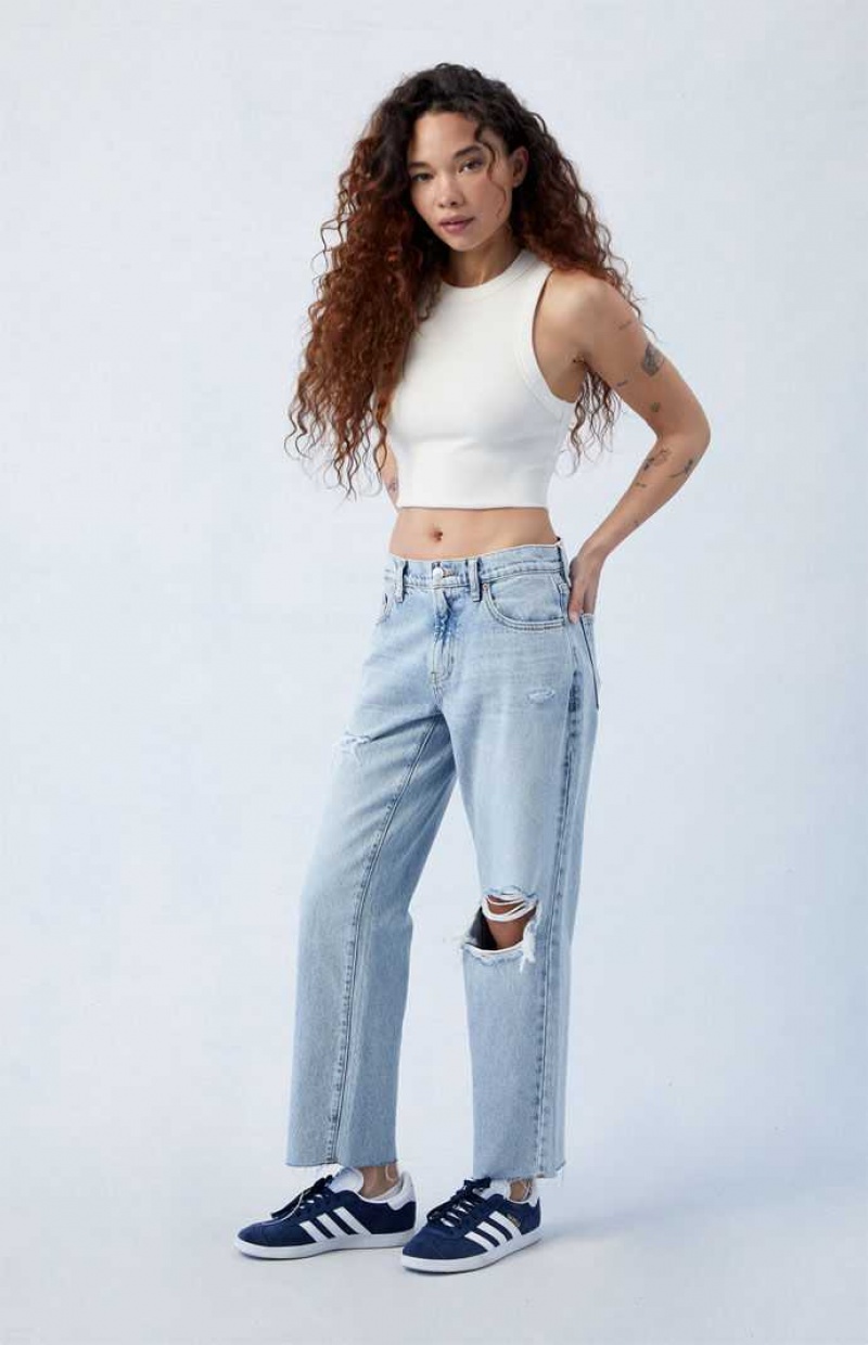 Pantalones PacSun Eco Stretch Light Blue Ripped '90s Directo Leg Mujer Indigo | AWXCD2087