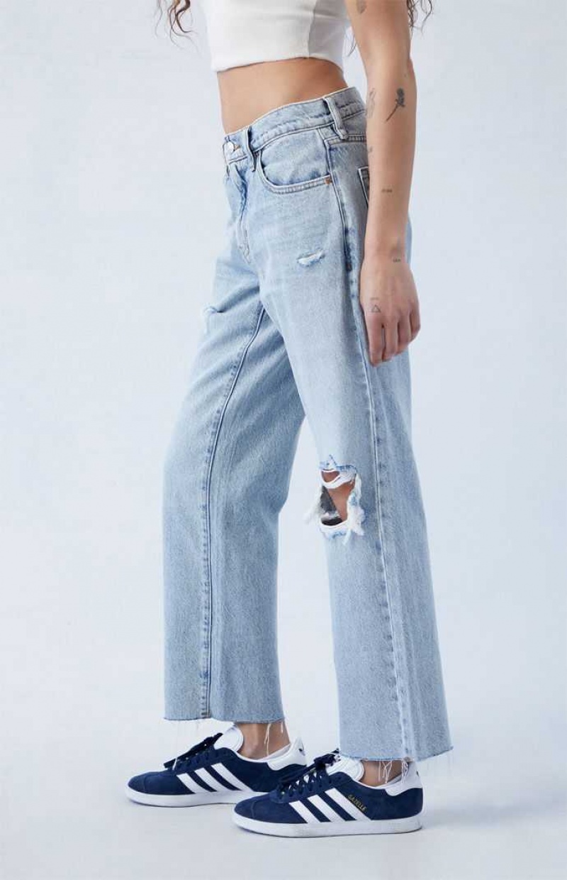 Pantalones PacSun Eco Stretch Light Blue Ripped '90s Directo Leg Mujer Indigo | AWXCD2087