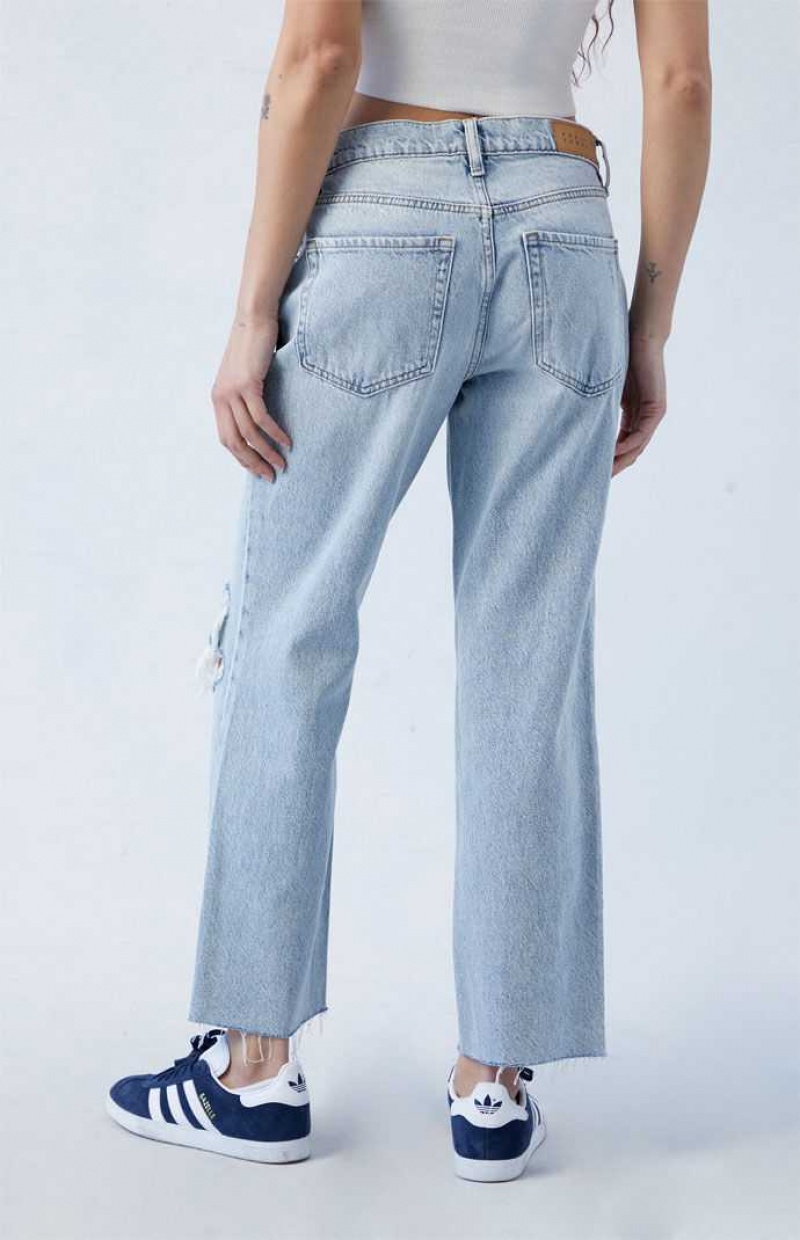 Pantalones PacSun Eco Stretch Light Blue Ripped '90s Directo Leg Mujer Indigo | AWXCD2087