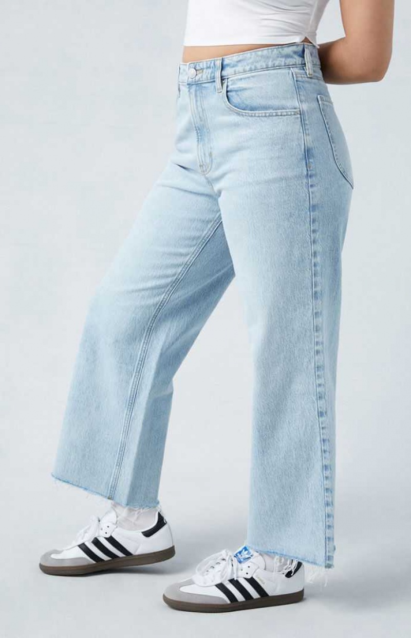 Pantalones PacSun Eco Stretch Light Indigo Curve Cropped Anchos Leg Mujer Indigo | WERON0987