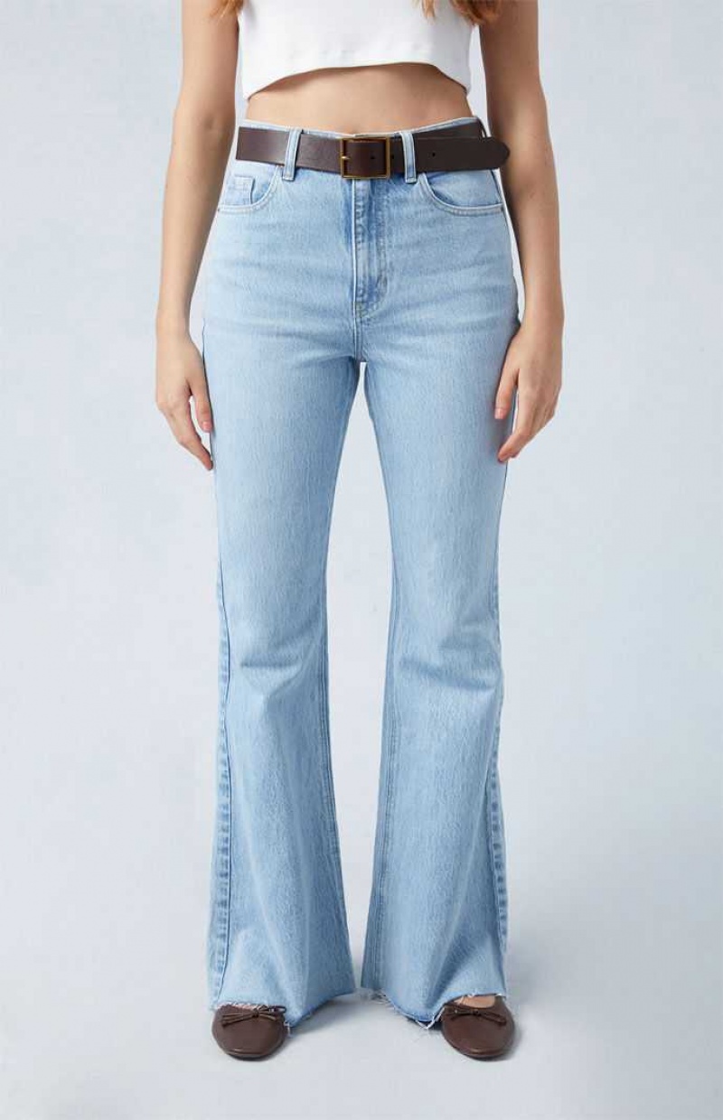 Pantalones PacSun Eco Stretch Light Indigo High Waisted Flare Mujer Indigo | JHVID7604