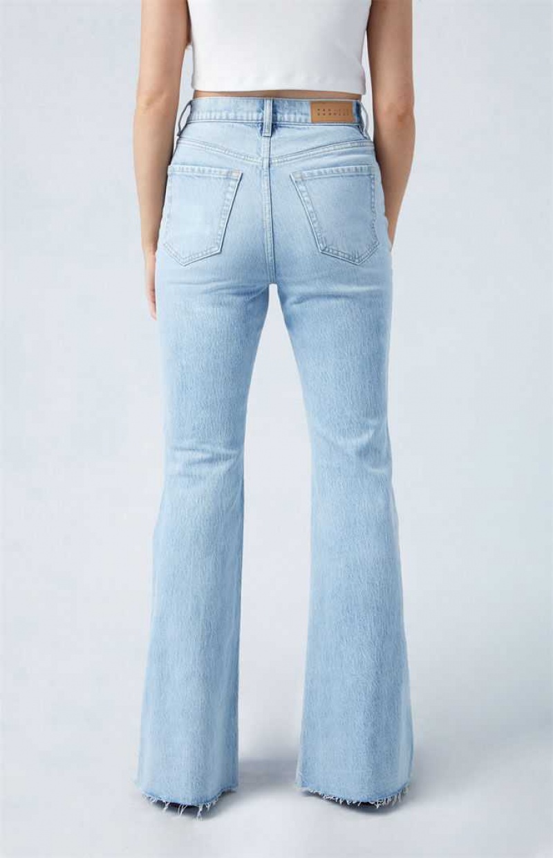 Pantalones PacSun Eco Stretch Light Indigo High Waisted Flare Mujer Indigo | JHVID7604