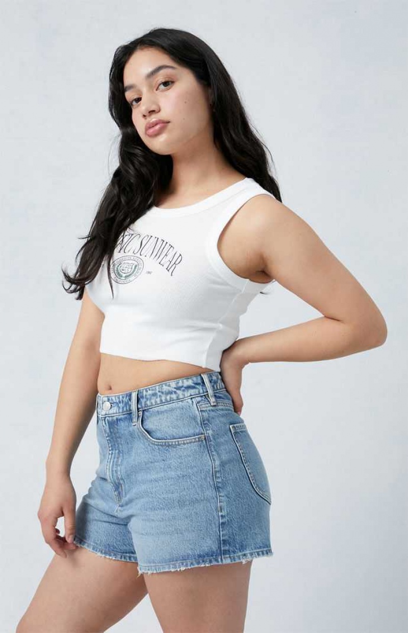 Pantalones PacSun Eco Stretch Medium Indigo Curve High Waisted Denim Festival Mujer Indigo | JWQUO7641