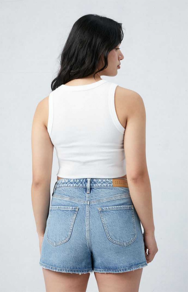 Pantalones PacSun Eco Stretch Medium Indigo Curve High Waisted Denim Festival Mujer Indigo | JWQUO7641