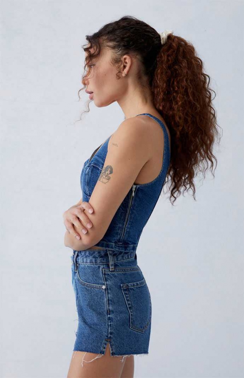 Pantalones PacSun Eco Two-Tone Indigo High Waisted Denim Festival Mujer Indigo | GKPIU0782