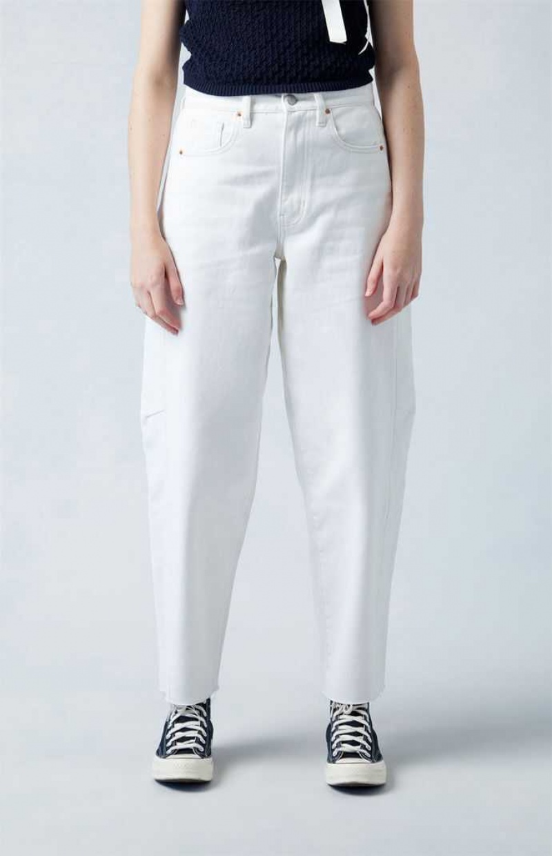 Pantalones PacSun Eco White Barrel Mujer Blancas | ZHKDI5704