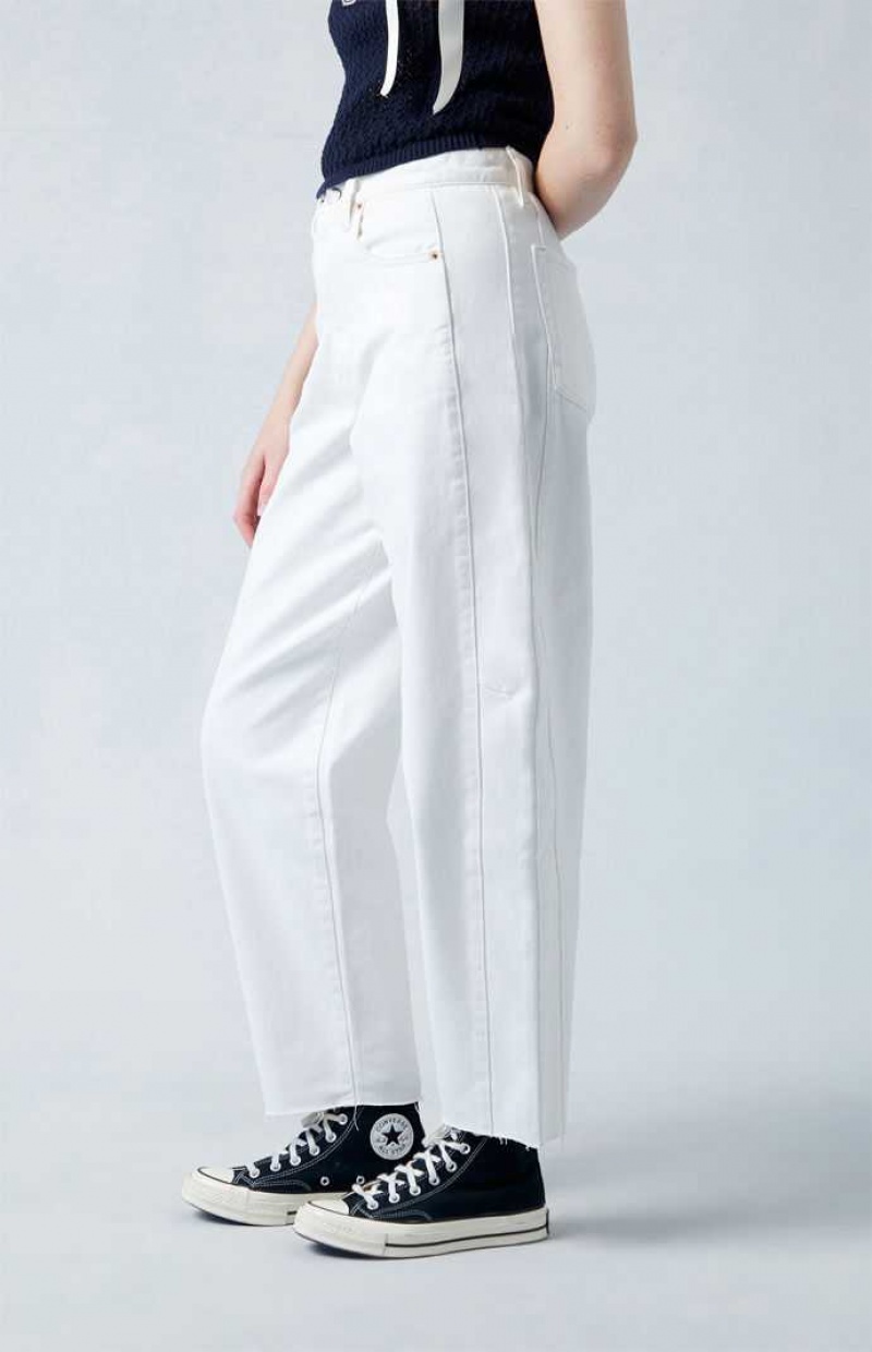 Pantalones PacSun Eco White Barrel Mujer Blancas | ZHKDI5704