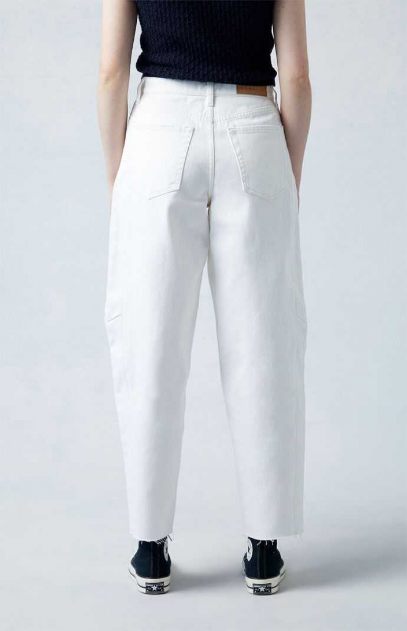 Pantalones PacSun Eco White Barrel Mujer Blancas | ZHKDI5704