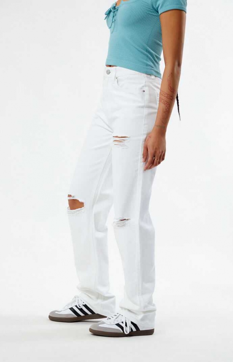 Pantalones PacSun Eco White Ripped '90s Boyfriend Mujer Blancas | HBXAW2790