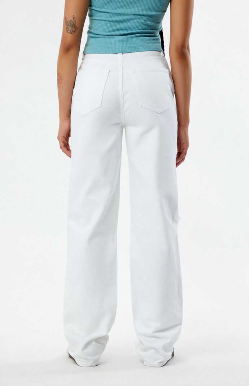 Pantalones PacSun Eco White Ripped '90s Boyfriend Mujer Blancas | HBXAW2790