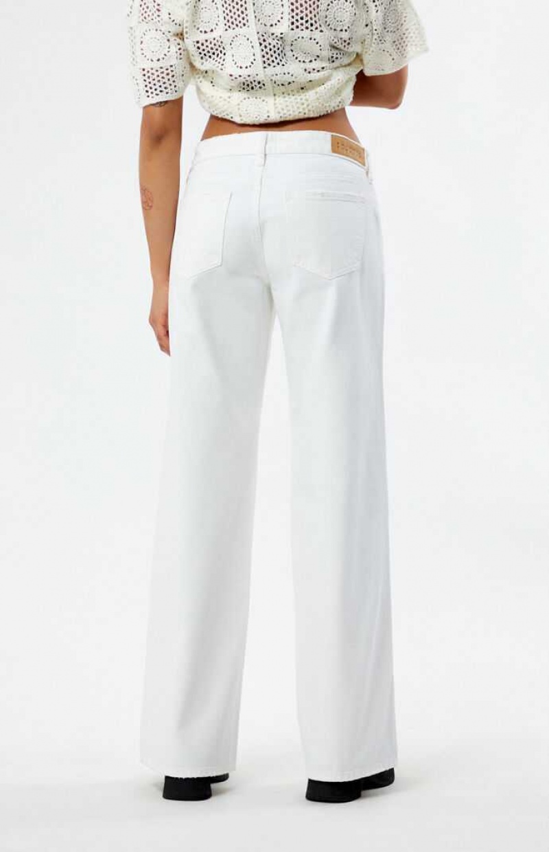 Pantalones PacSun Eco White Ripped Low Rise Anchos Leg Mujer Blancas | EIONK8347