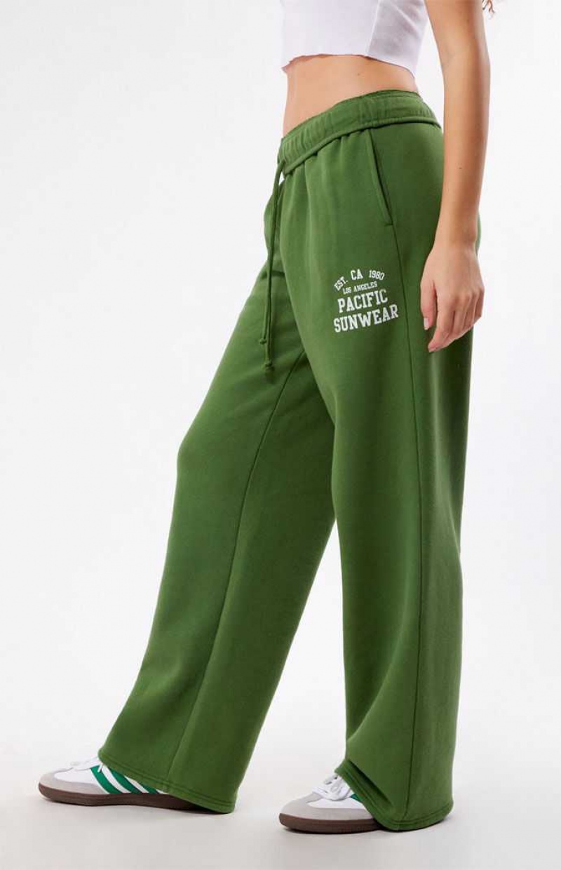 Pantalones PacSun Est. CA 1980 Pacific Sunwear Anchos Leg Mujer Verde | GQBSO0275