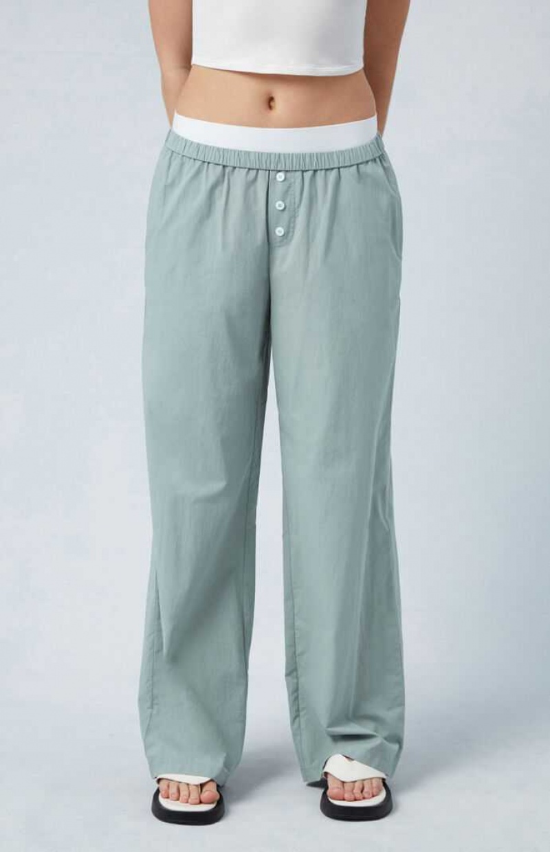 Pantalones PacSun Exposed Cintura Boxer Mujer Verde Oliva | DLKTG2380