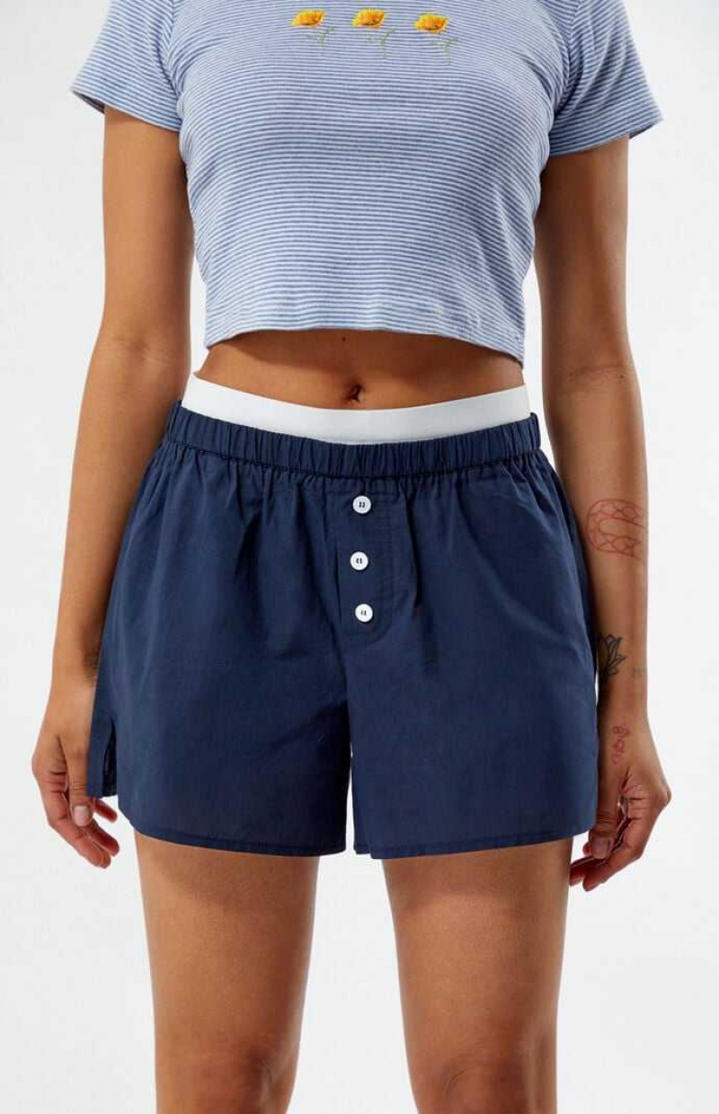 Pantalones PacSun Exposed Cintura Boxer Mujer Azul Marino | IGUXY5743