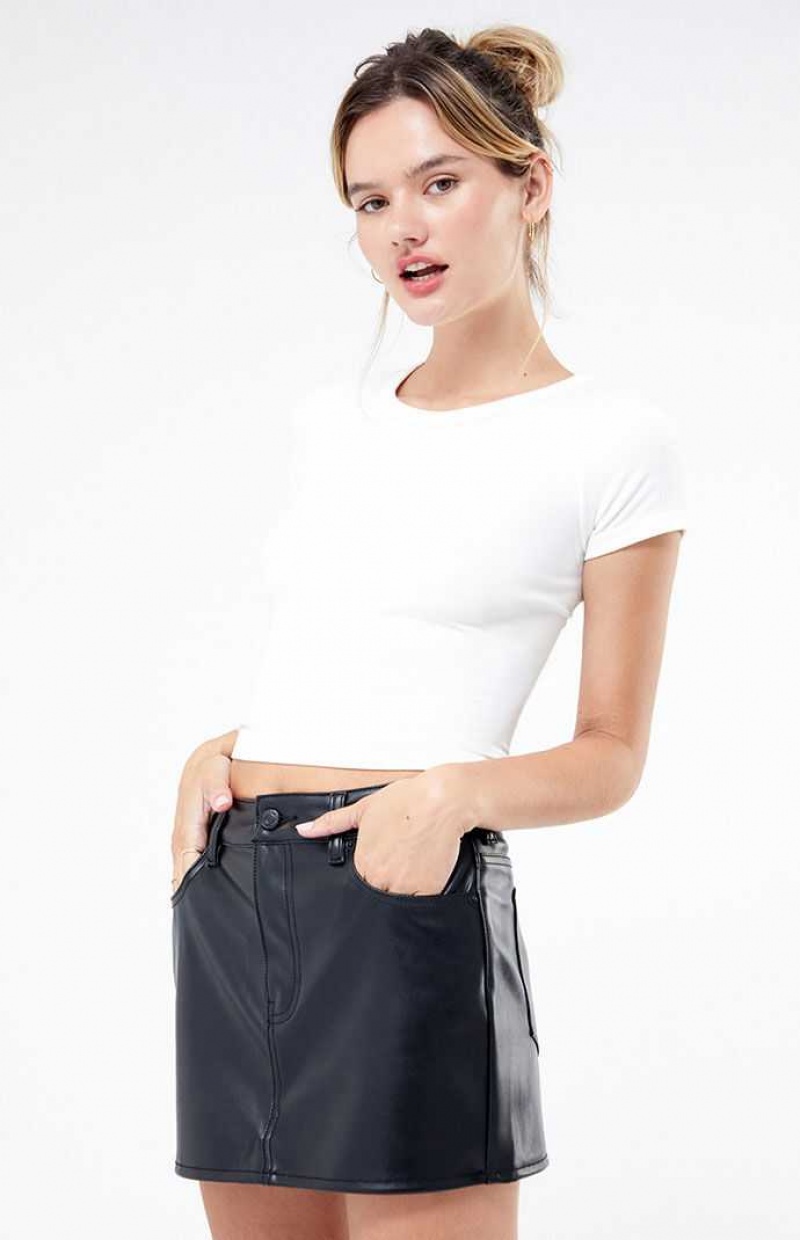 Pantalones PacSun Faux Cuero Stretch Mid Rise Skirt Mujer Negras | GVBAZ9673