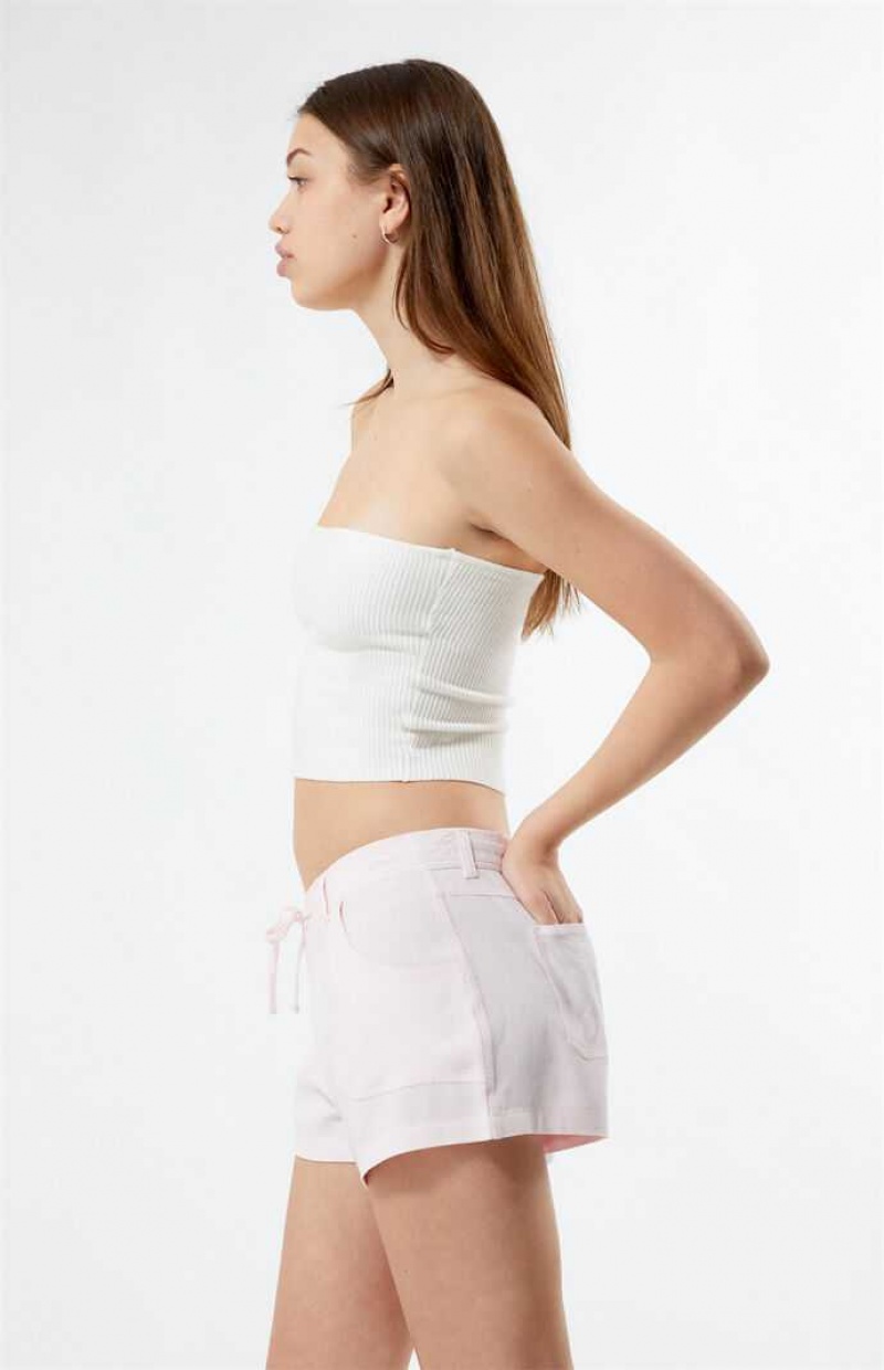 Pantalones PacSun Fixed Cintura Linen Mujer Rosas Claro | YRIEL5671